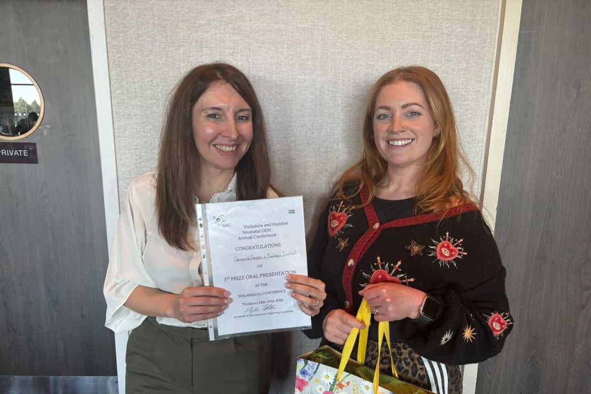 Team members who received the first prize for best QI Project at the Yorkshire and Humber Neonatal Operational Delivery Network Conference