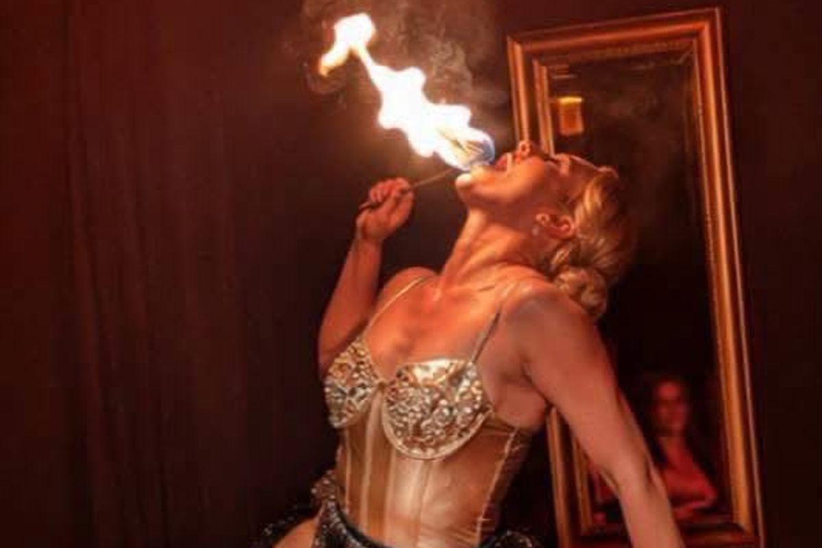 A fire eater at The Gilded Lounge in Hull