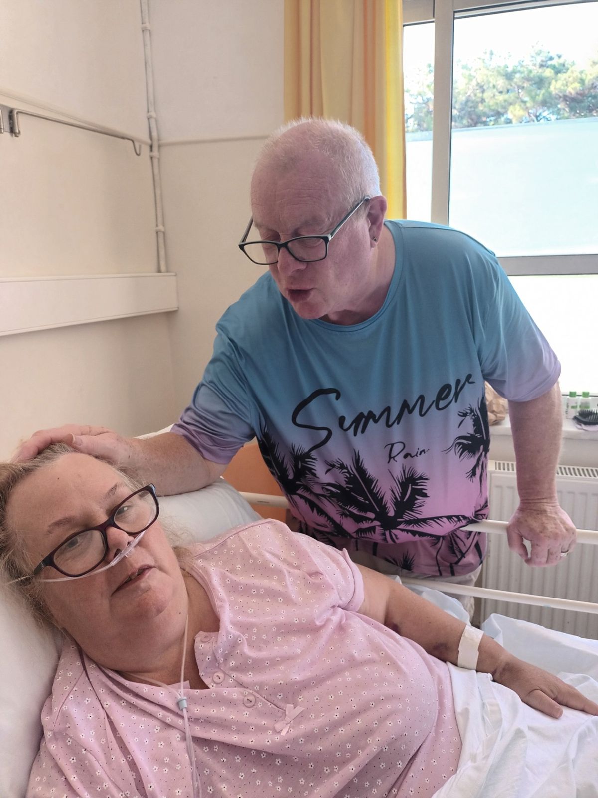 Donna in hospital on holiday