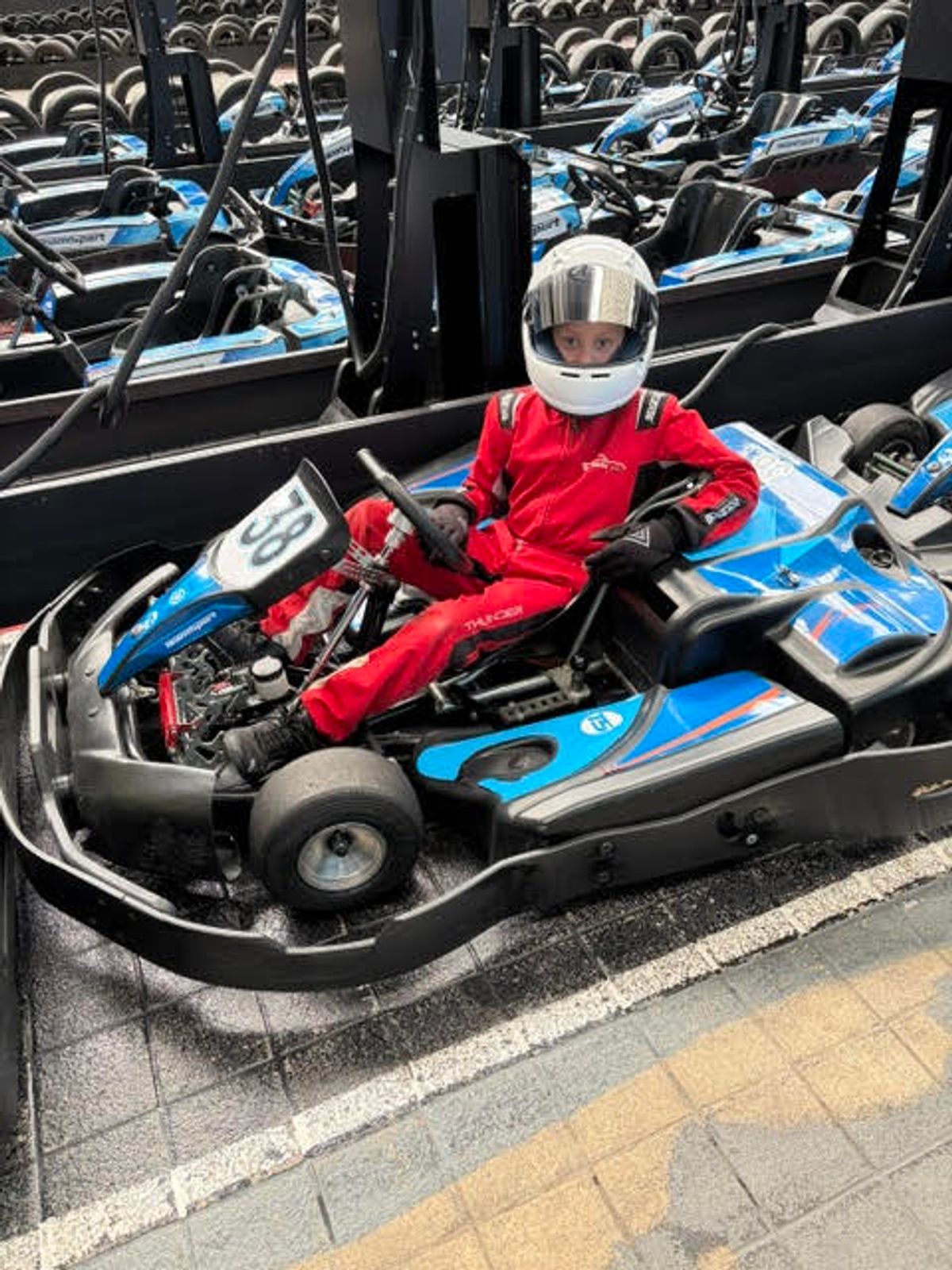 Jaxon Na'ama, 9, in his racing kart at Teamsport in Hull