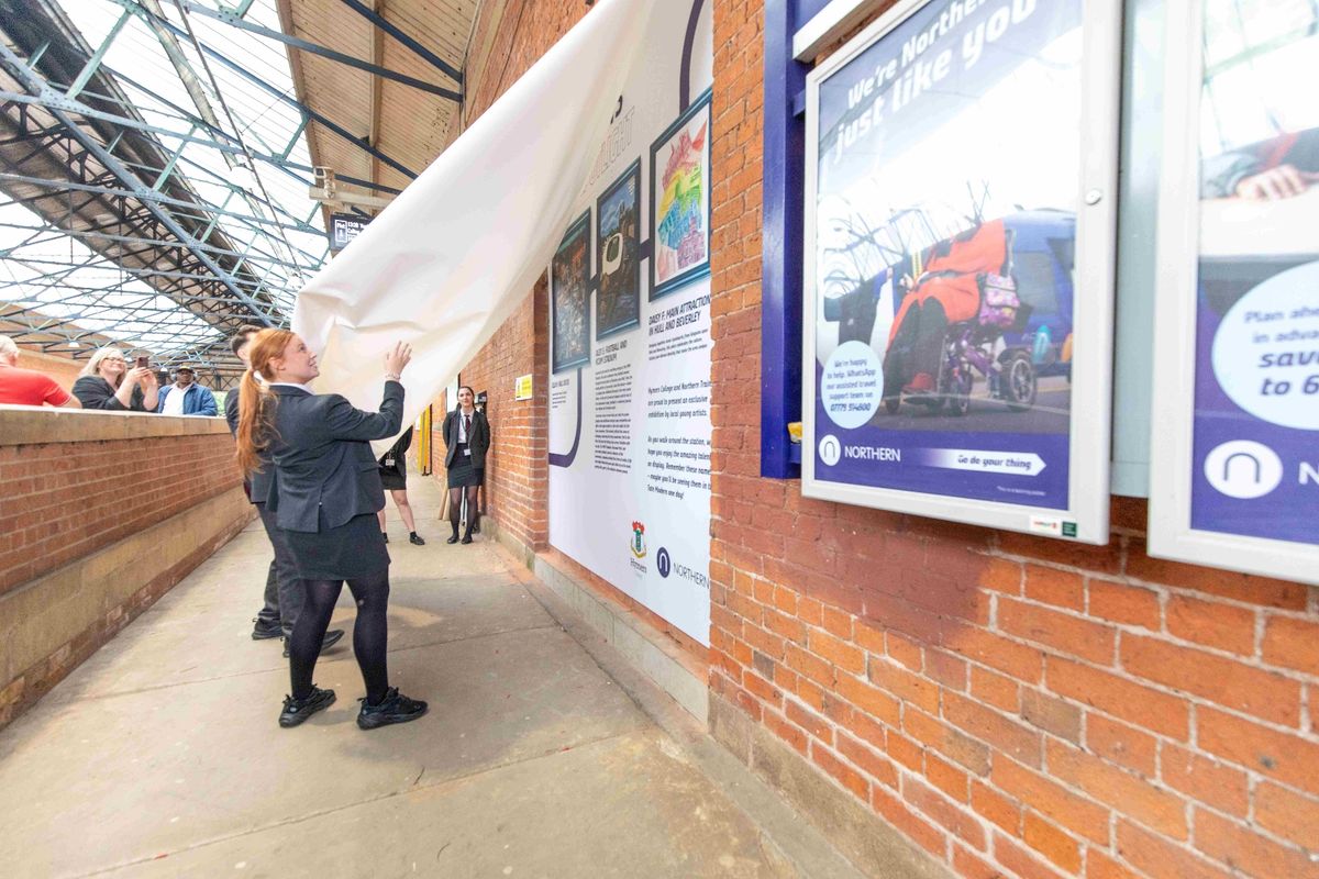 Year 12 students from Hymers College unveil their masterpieces at Beverley Station