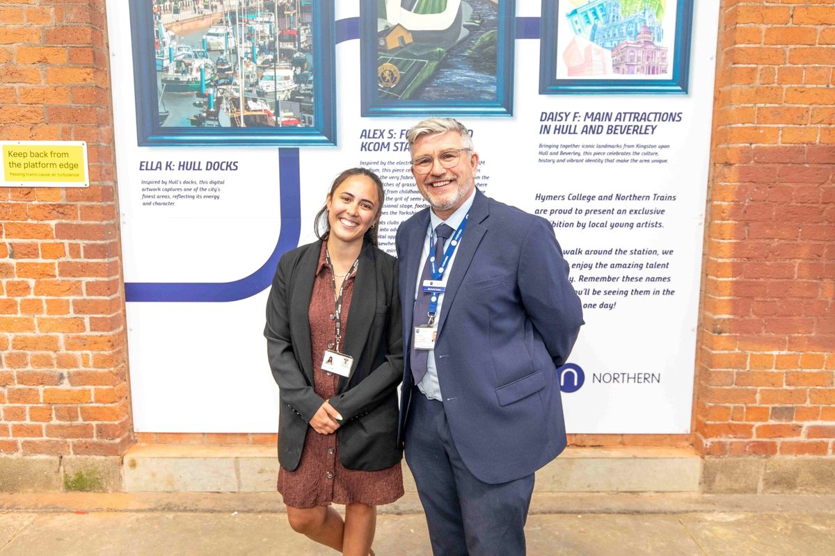 Emily Powell, Hymers College educational visits and community engagement coordinator, and Richard Isaac, community and sustainability manager for Northern Trains