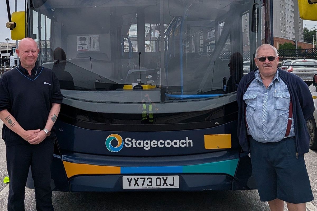 On the buses ... Liam and Stephen Waudby