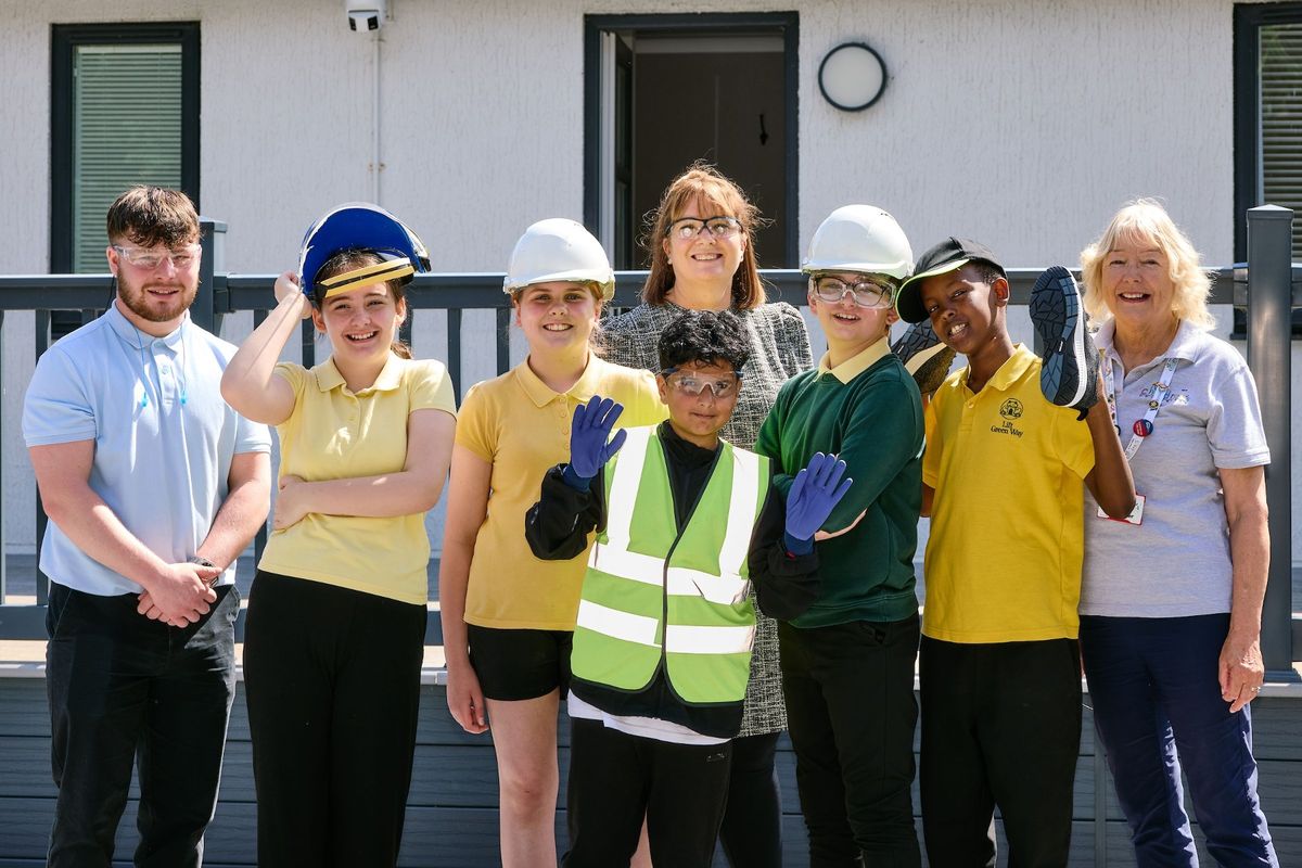 Pictured are Willerby health and safety coordinator Jack Potter; head of health, safety and environment, Helen Capps, and HEY Children’s University volunteer, Terri Riddiough with year six pupils from the school