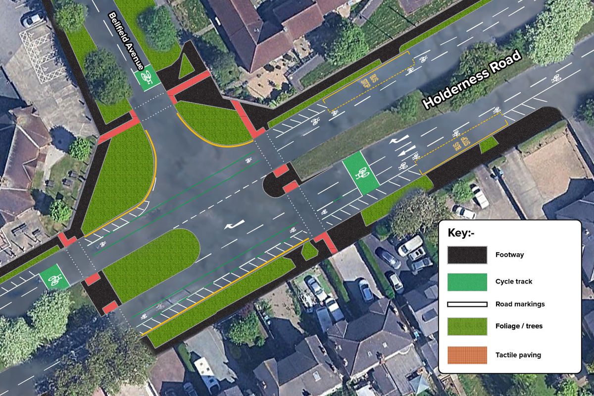 Proposed changes to Holderness Road at Bellfield Avenue