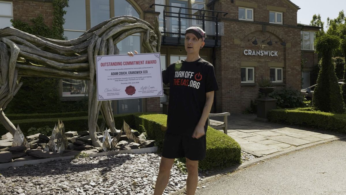 A campaigner with a “outstanding commitment award for contribution to misleading the public and helping keep Britain's gas chambers out of sight" intended for CEO of Cranswick Adam Couch