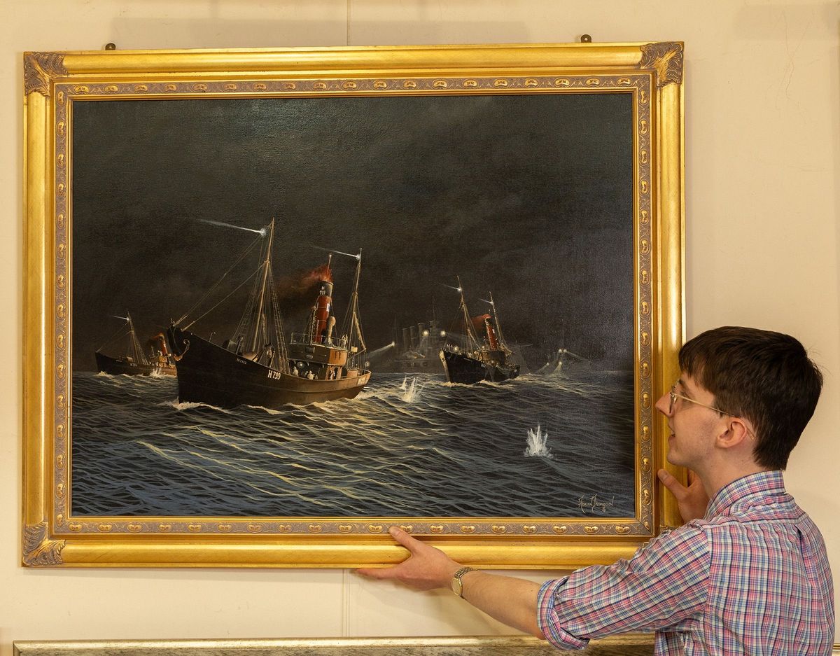 Dominic Cox of Duggleby's with Adrian Thompson's depiction of the Dogger Bank Incident