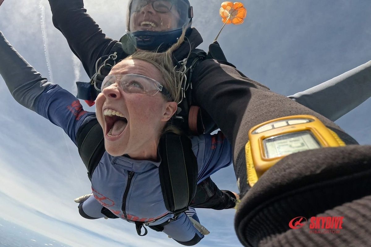 Fran Taylor on her skydive for Cash for Kids