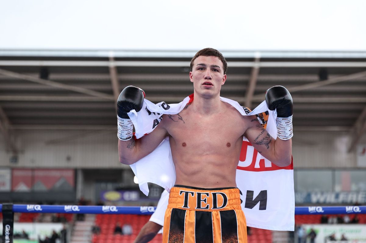 Ted Jackson celebrates his win over Mike Byles in Doncaster 