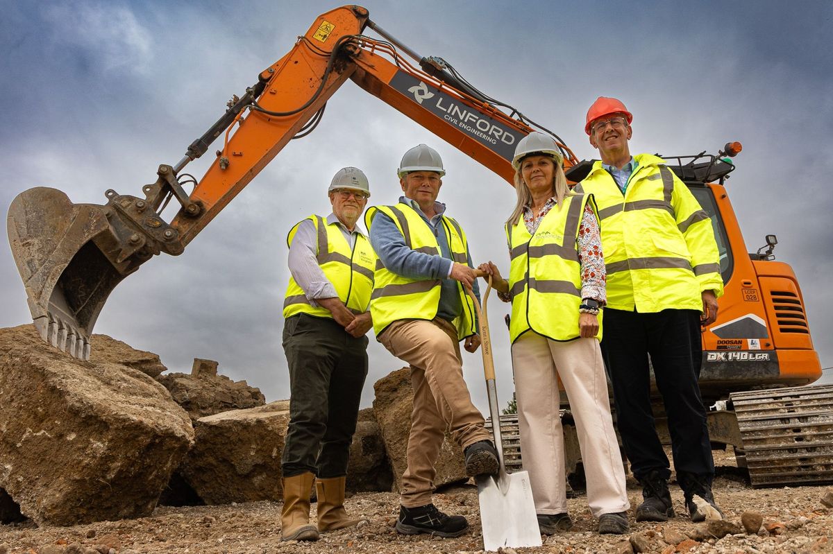Richard Panter, growth manager, North East Yorkshire and the Humber for Homes England, Councillor Paul West, East Riding Council cabinet member for environment and transport, Claire Townson, chief executive of Broadacres,, Councillor Michael Lee, East Riding cabinet member for housing and infrastructure at the site of the Skipsea homes project