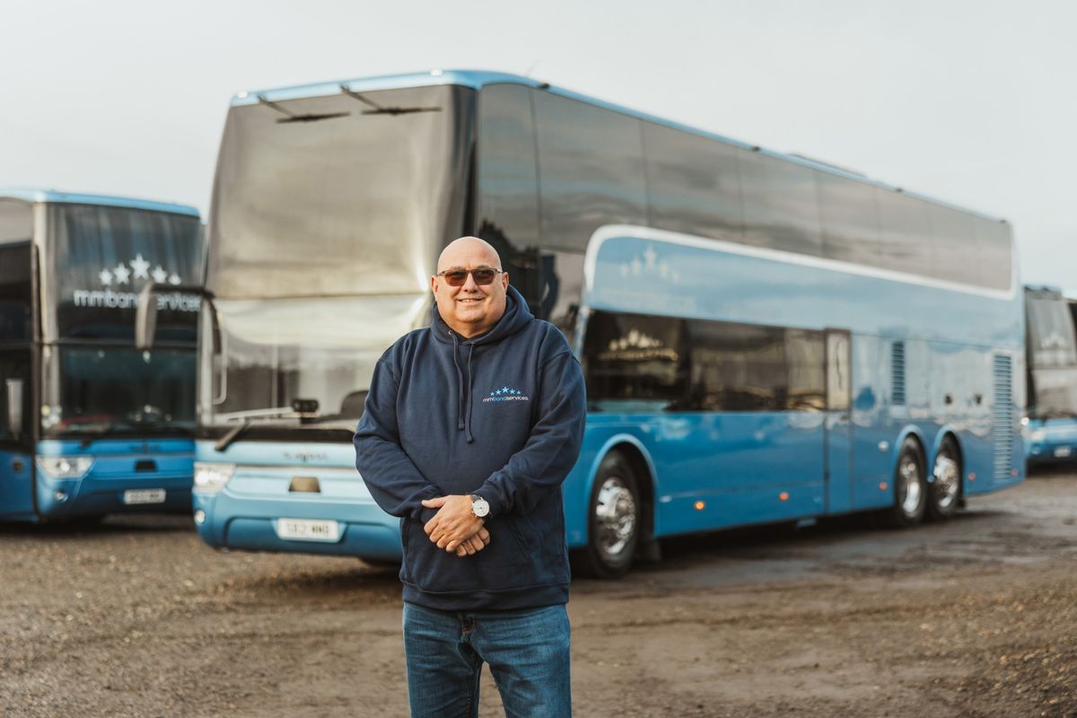 Mike Moulds, founder and MD of MM Band Services, with the new Star Bus