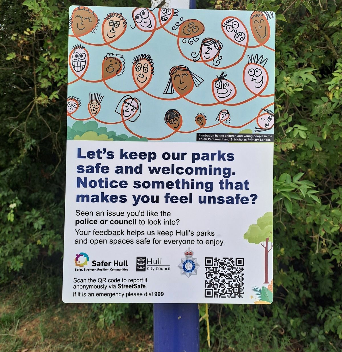 A sign, created by children, at Oak Road Playing Fields