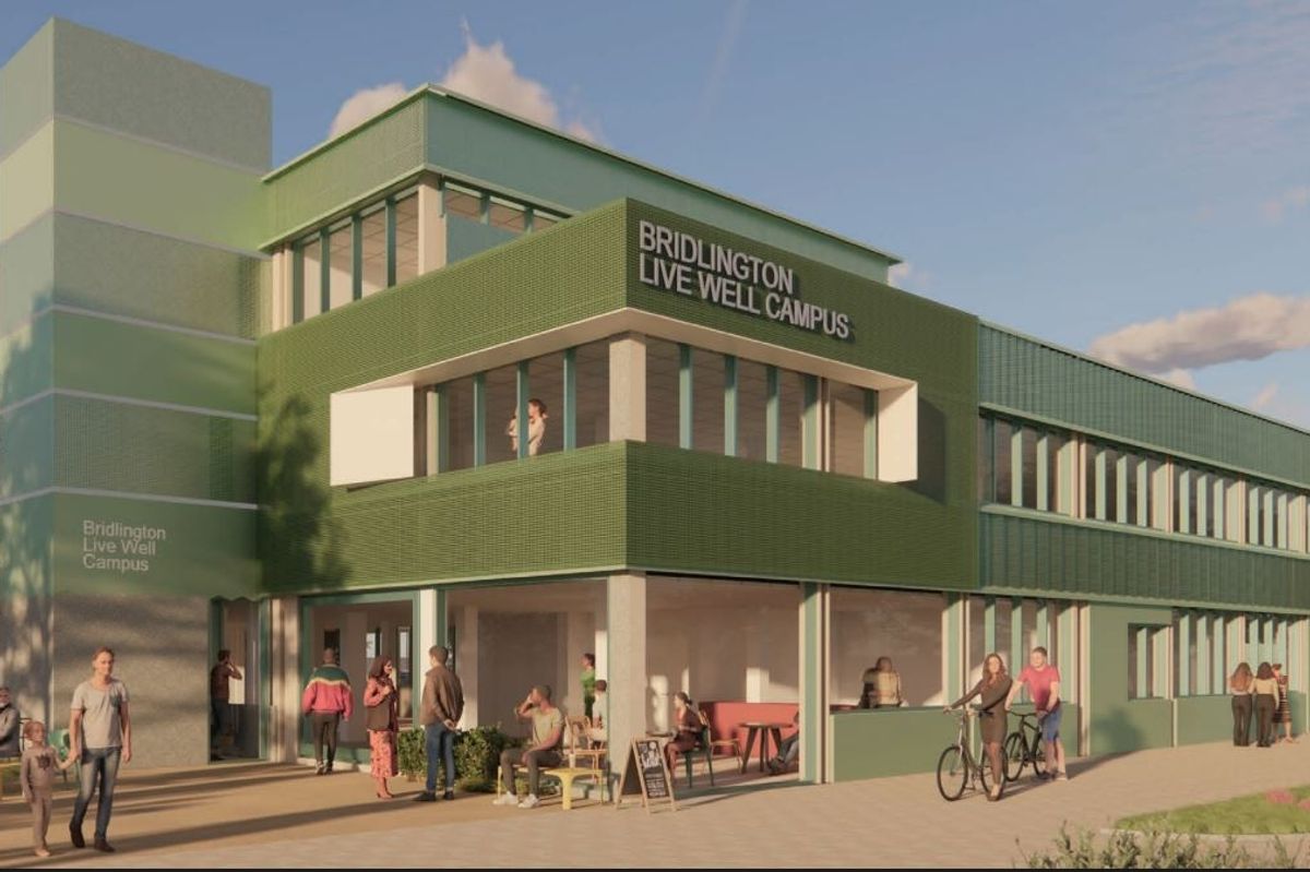 A visual impression of the transformed Crown Community Centre in Bridlington into a 'Live Well Campus', complete with a large dental practice