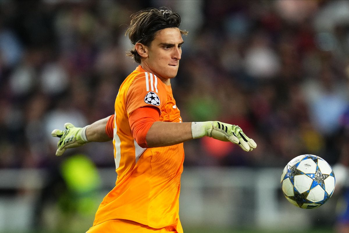 Konstantinos Tzolakis in actionf or Olympiacos against FC Barcelona last season
