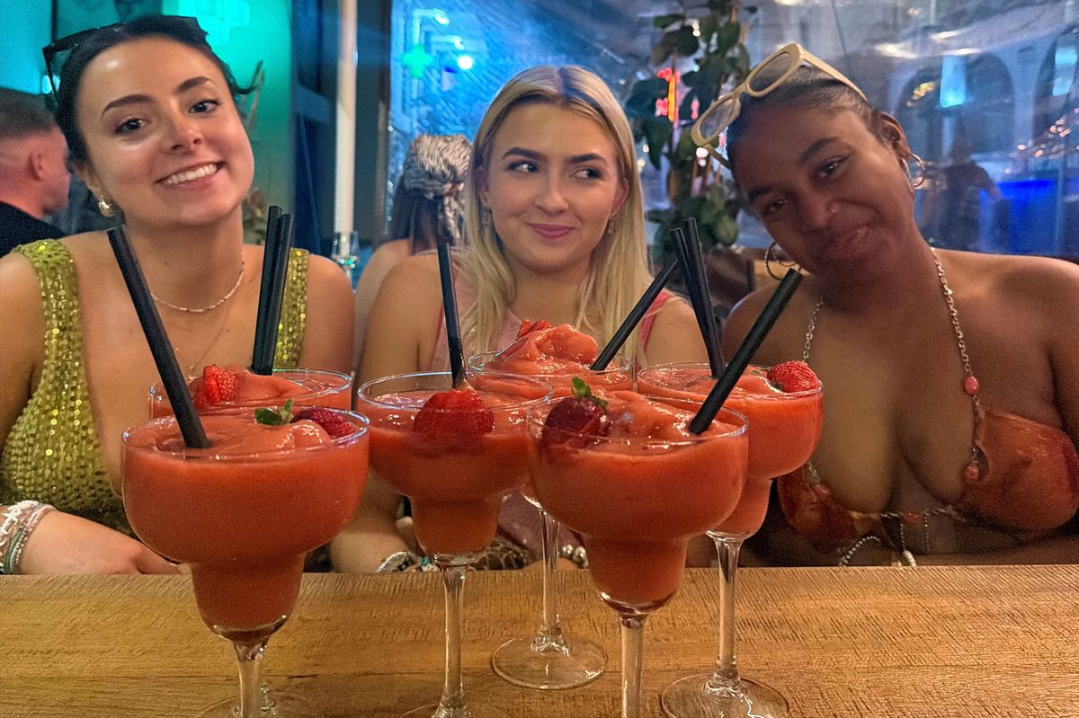 Chloe Harmer, 21, with some her friends