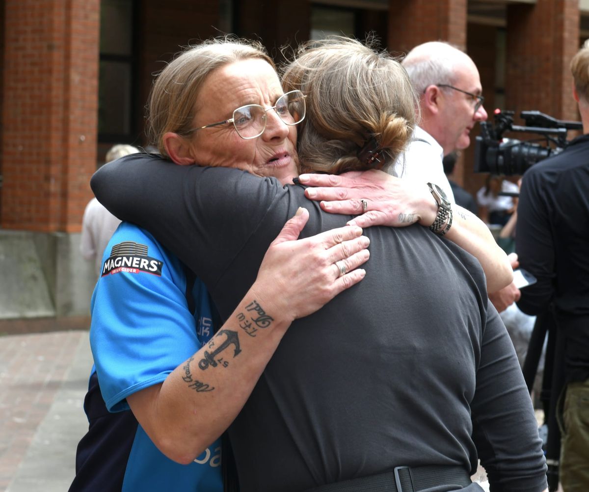 Families affected by the Legacy funeral case outside Hull Crown Court following Robert Bush's sentencing