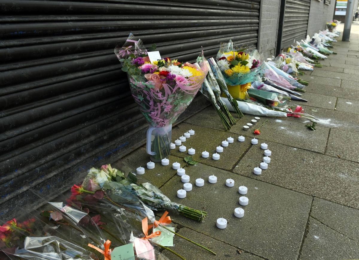 Flowers left outside Legacy Independent Funeral Directors, in Hessle Road, Hull, in 2024