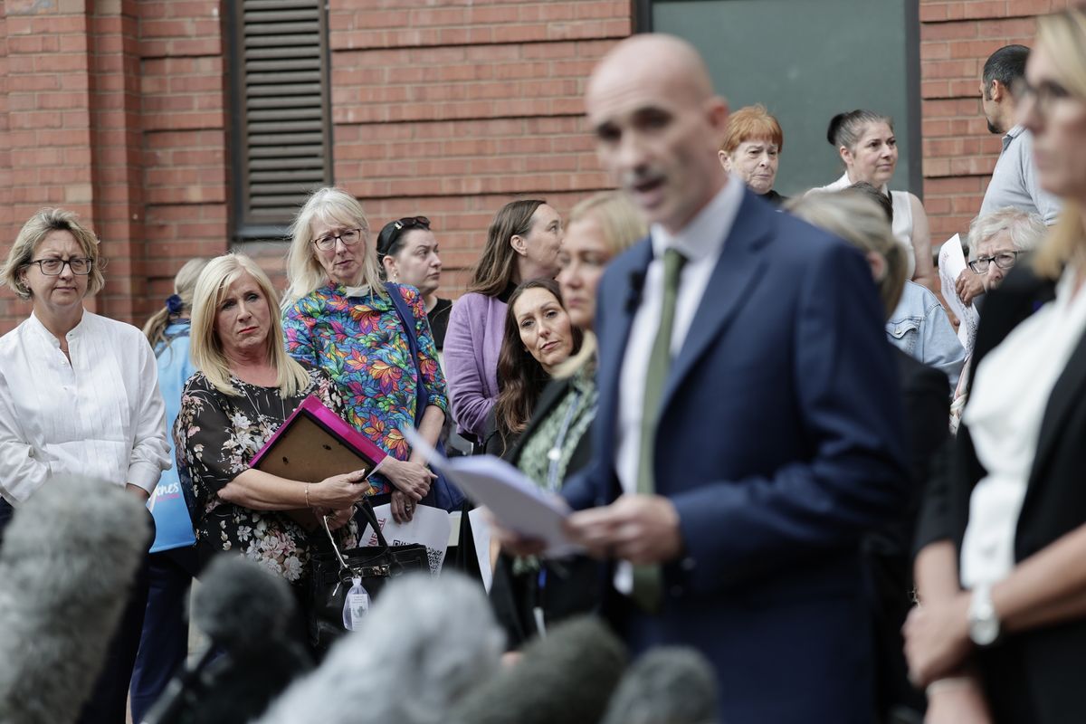 One of the scenes outside Hull Crown Court on the last day of the sentencing of Robert Bush 