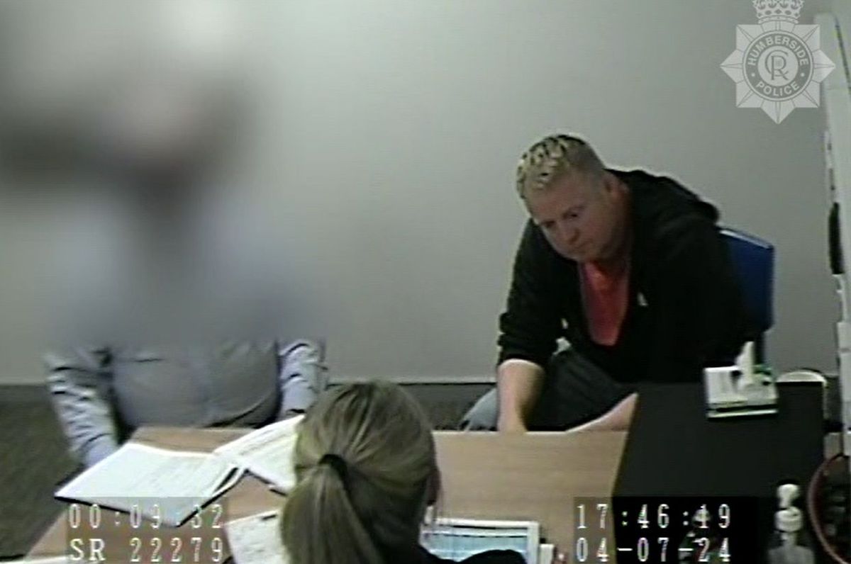 Robert Bush being interviewed by Humberside Police about his crimes