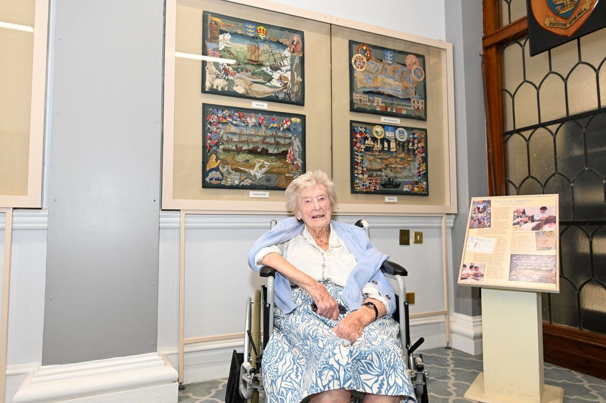 Pat Mackrill, 100, and her wonderful artwork at Hull Guildhall
