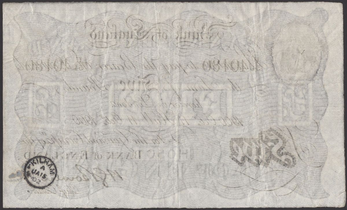 'Very fine' example of a Bank of England £5 note, issued in Hull 126 years ago