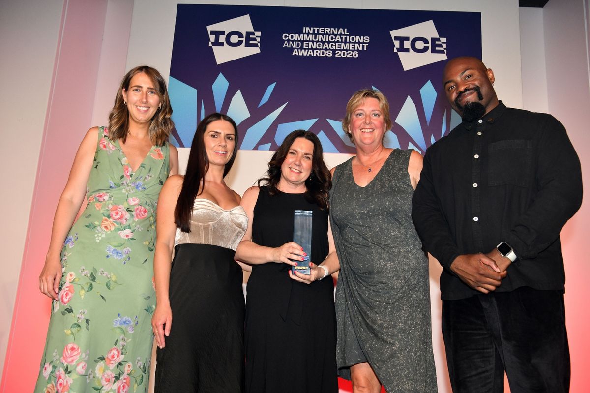 Representatives of H&H and Sage collect the trophy at the ICE Awards