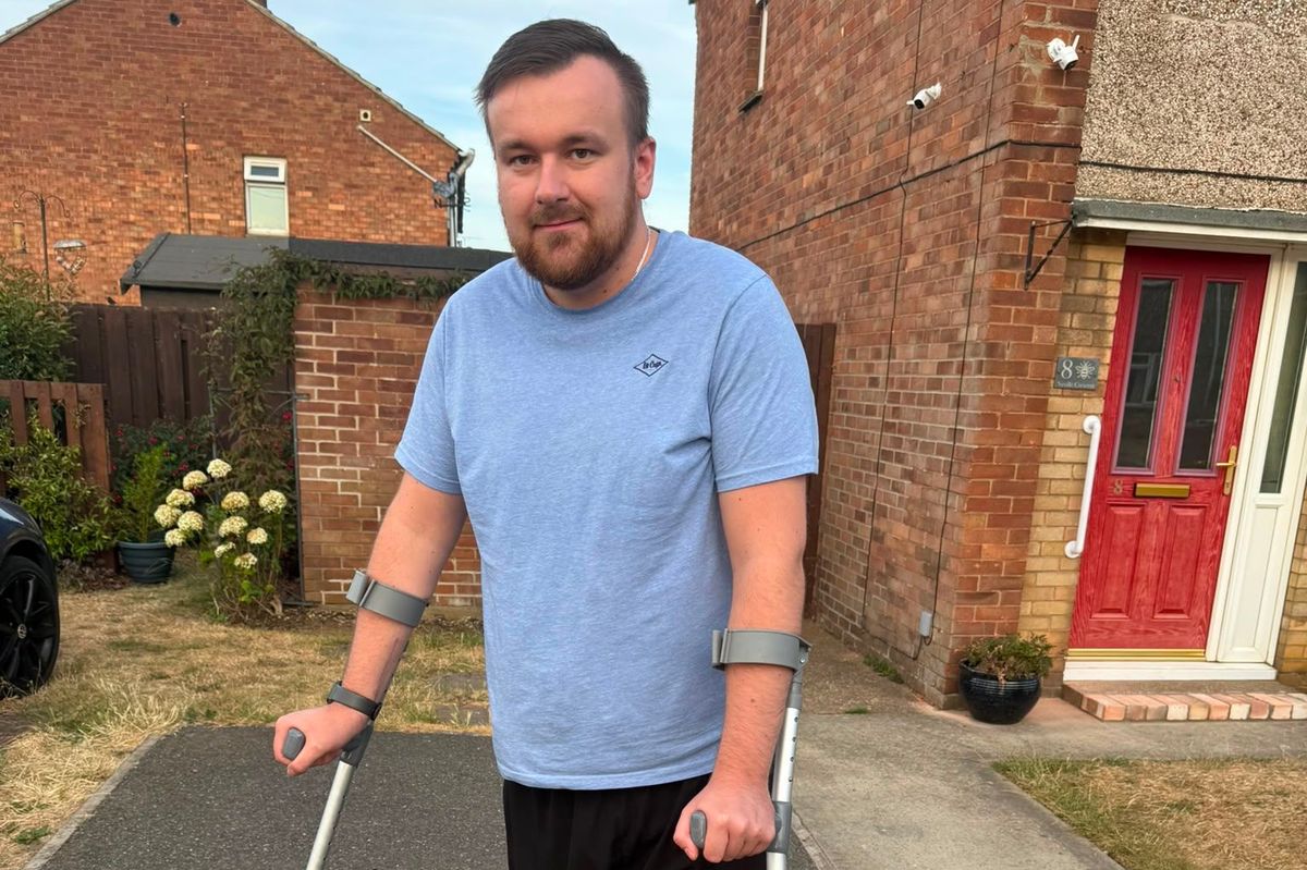 Ryan Cooksey on his daily walk to get his strength and mobility back