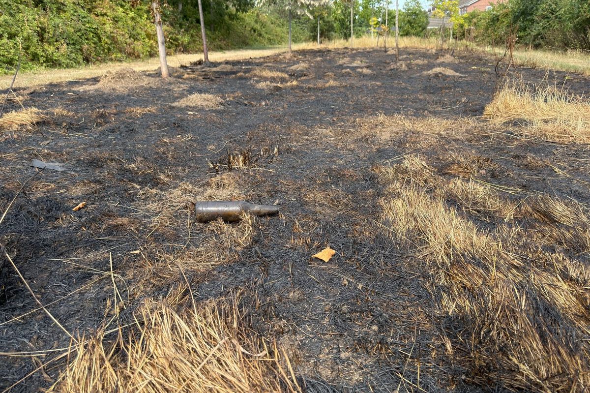 Communal outdoor space near Plowden Road in Hull, left blackened after a fire