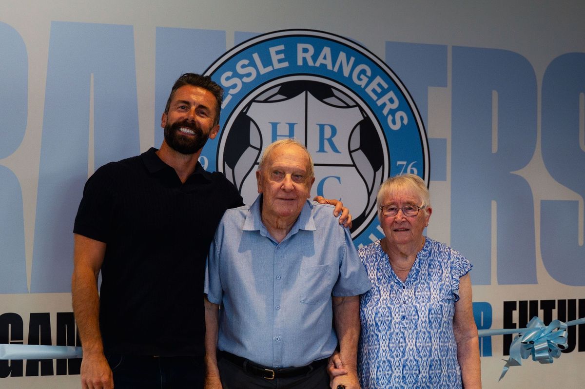Hessle Rangers founders Peter and Janet Bilsdon carried out the ribbon-cutting ceremony at Bilsdon Park, along with former Hessle Rangers player and ex-Nottingham Forest, Leeds United and Southampton footballer, David Prutton
