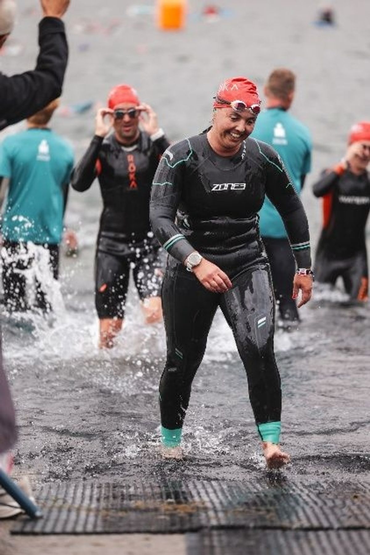 ... and swimming formed part of the challenge for Laura Hodgson