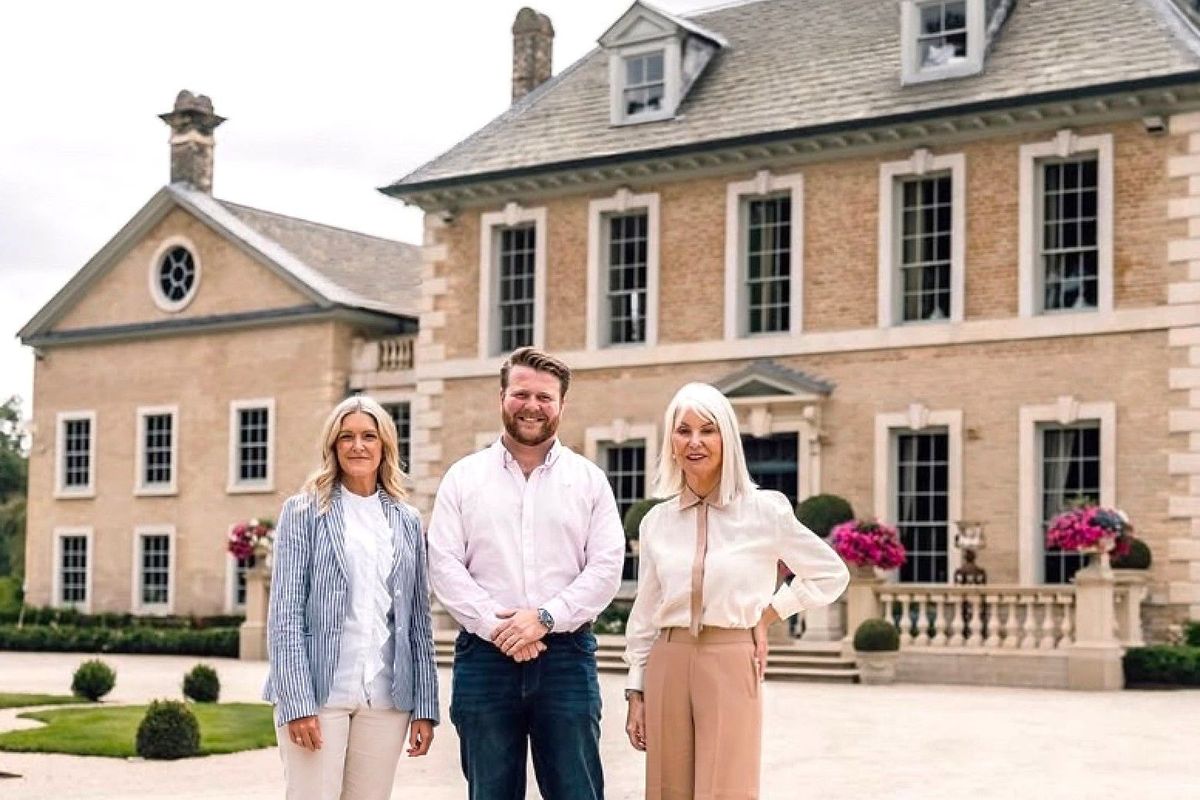 Alistair O’Sullivan of Diony with Rachel Waugh (left) and Linda Kilburn at Hotham Hall estate