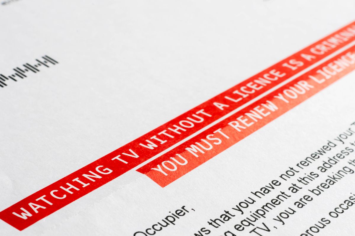 Letter warning about criminal/legal proceedings if at television licence is not purchased.