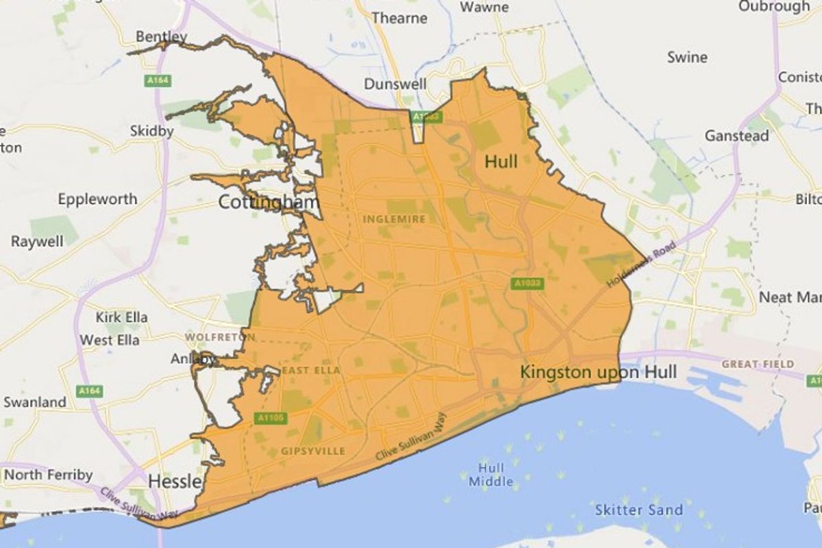 The flood alert area in Hull issued by the Environment Agency