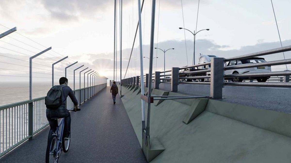 A 3D impression of how the Humber Bridge will look with the improved safety barriers