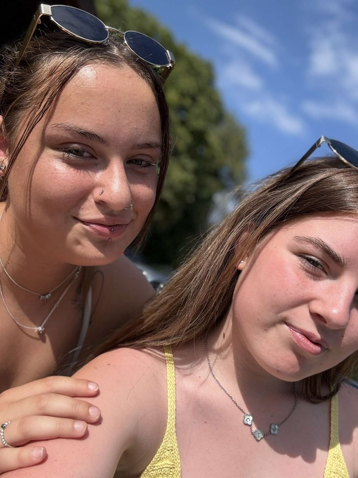 A selfie of Macy and Millie in the sunshine