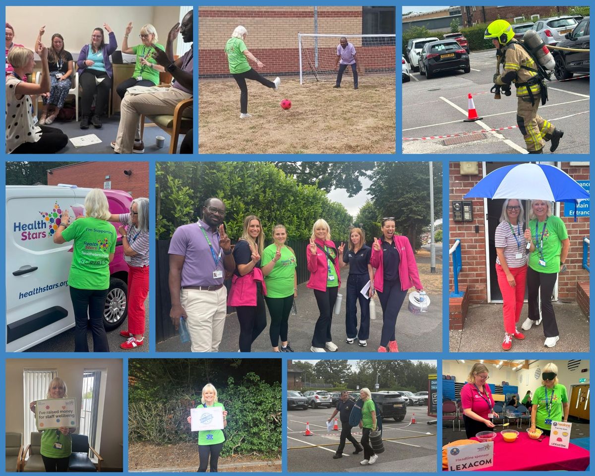 Montage showing some of Michele Moran's tasks in one day to support the Health Stars charity of Humber Teaching NHS Foundation Trust