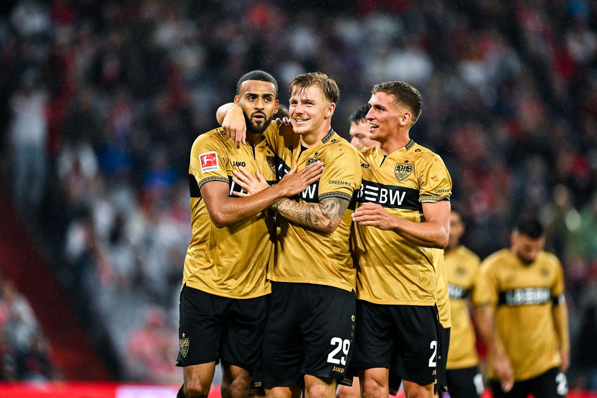 Josha Vagnoman celebrates after scoring for Stuttgart last week