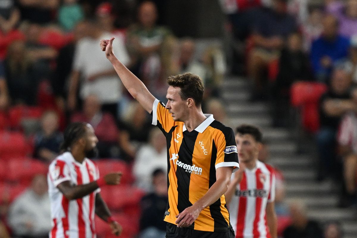 Kieran Dowell celebrates his goal at Stoke City