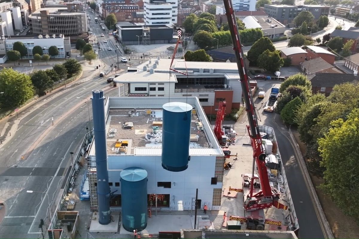 Work is progressing as part of the Hull Heat Network, image taken from above to demonstrate size and scale of the activity