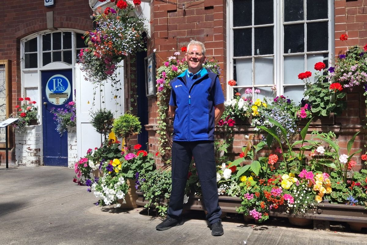 Andrew Loxton with his pride-and-joy display at Bridlington station