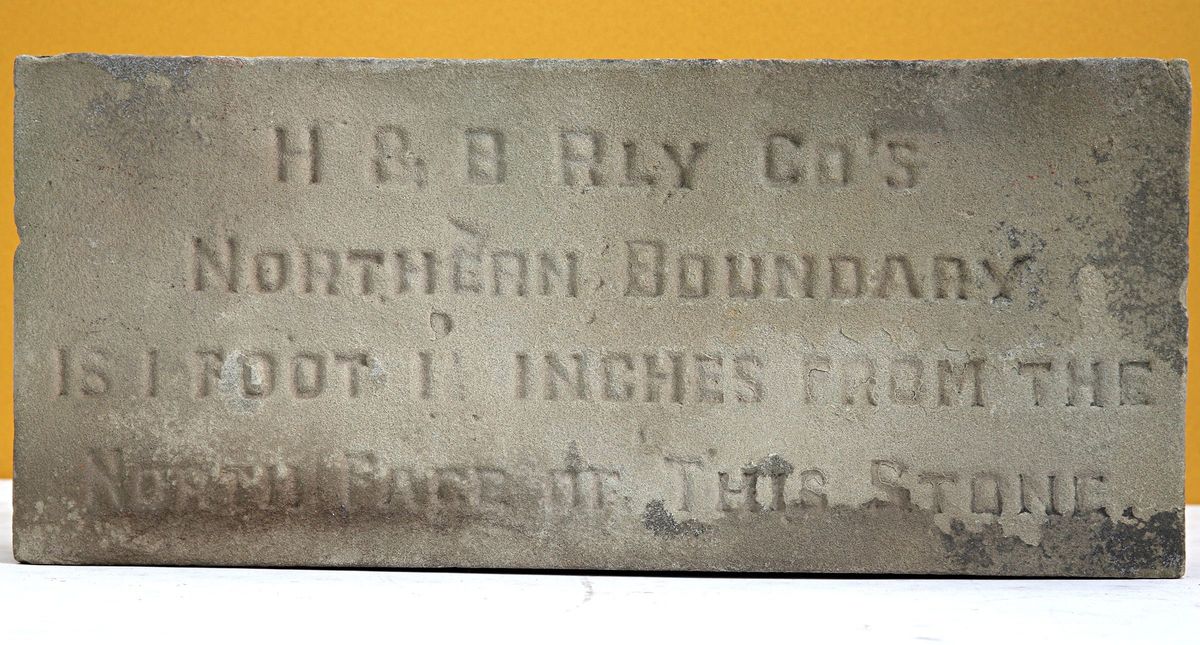 One of the surviving boundary stones that is up for auction