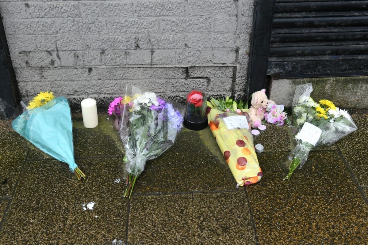 Flowers left outside Legacy Independent Funeral Directors in Hessle Road, Hull, on Tuesday March 12 2024.