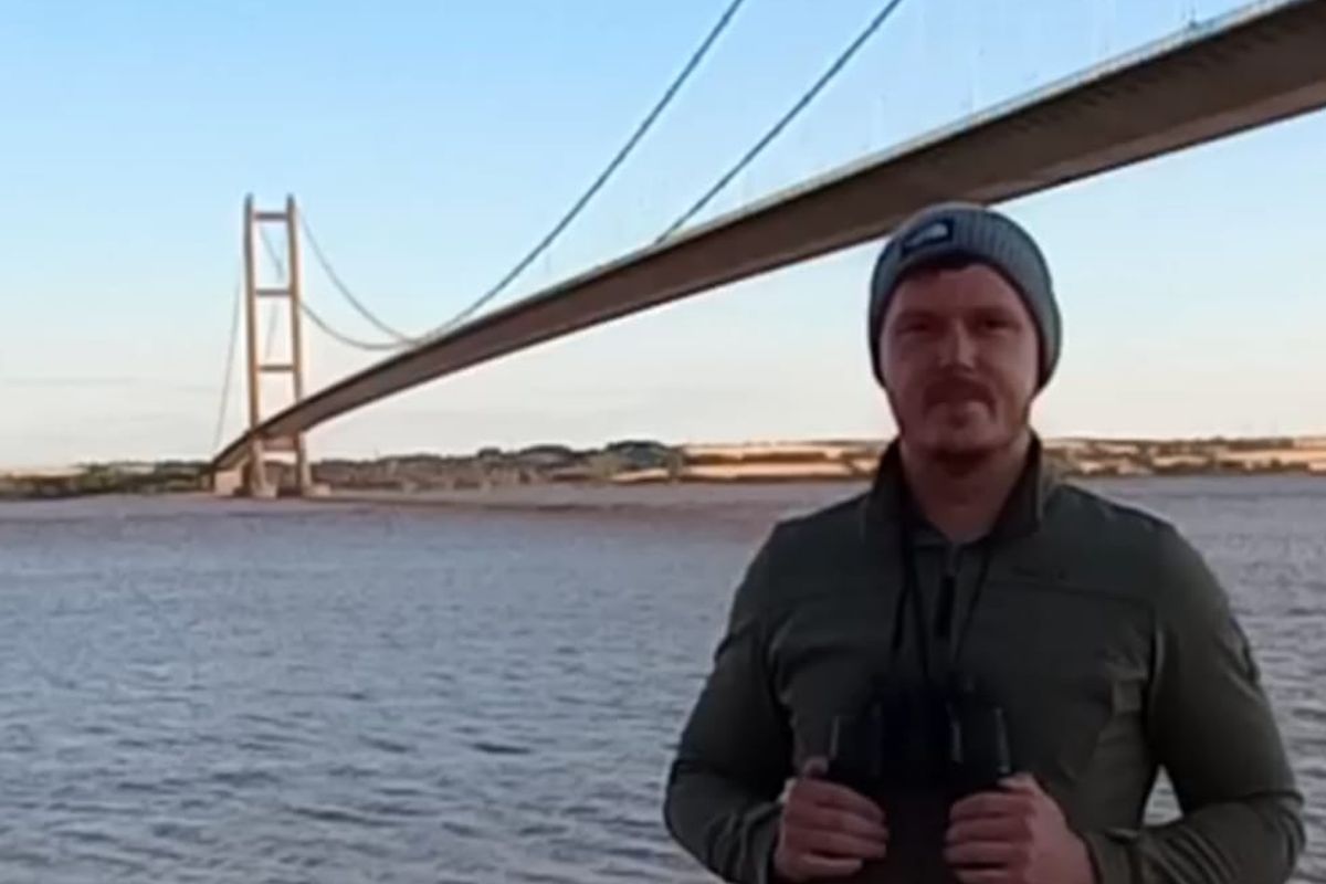 Alex Walker next to the Humber Bridge