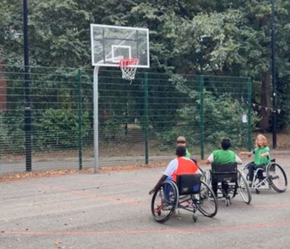 Young people enjoy wheelchair basketball game in the revamped Sculcoates Park, Hull
