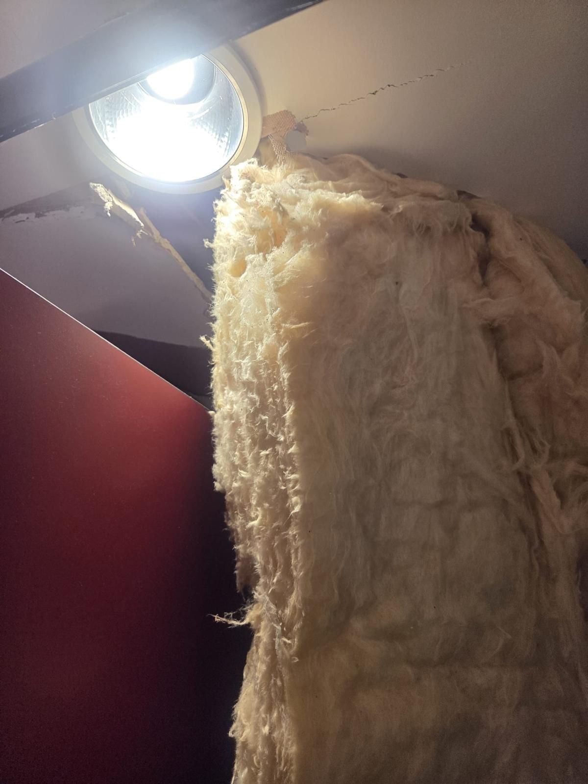 Roof insulation hanging down