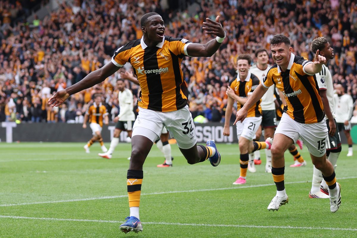 Nobel Mendy of Hull City celebrates scoring his team’s second goal