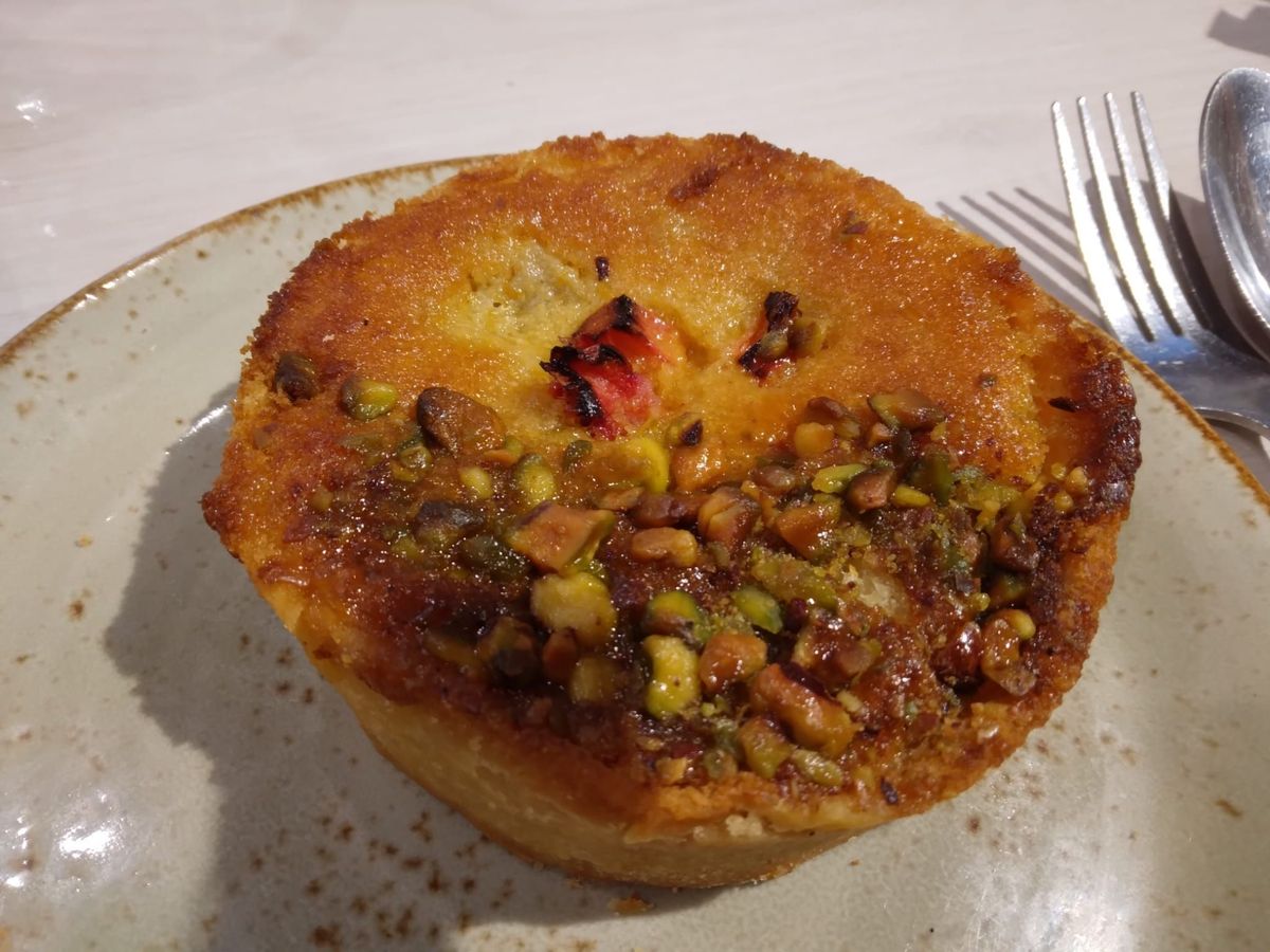 Rhubarb and pistachio frangipane tart