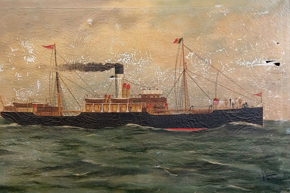 A painting of the Edwardian Humber steamship, SS Wrexham