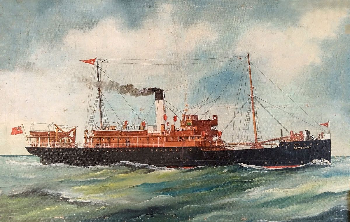 A painting of the Hull-built Great Central Railway steamship SS Dewsbury also turned up in the same house clearance