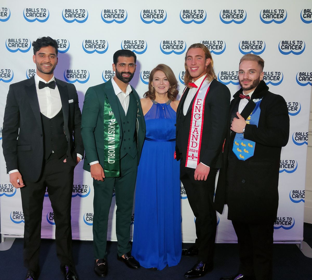 Angie Beasley, centre, with male contestants